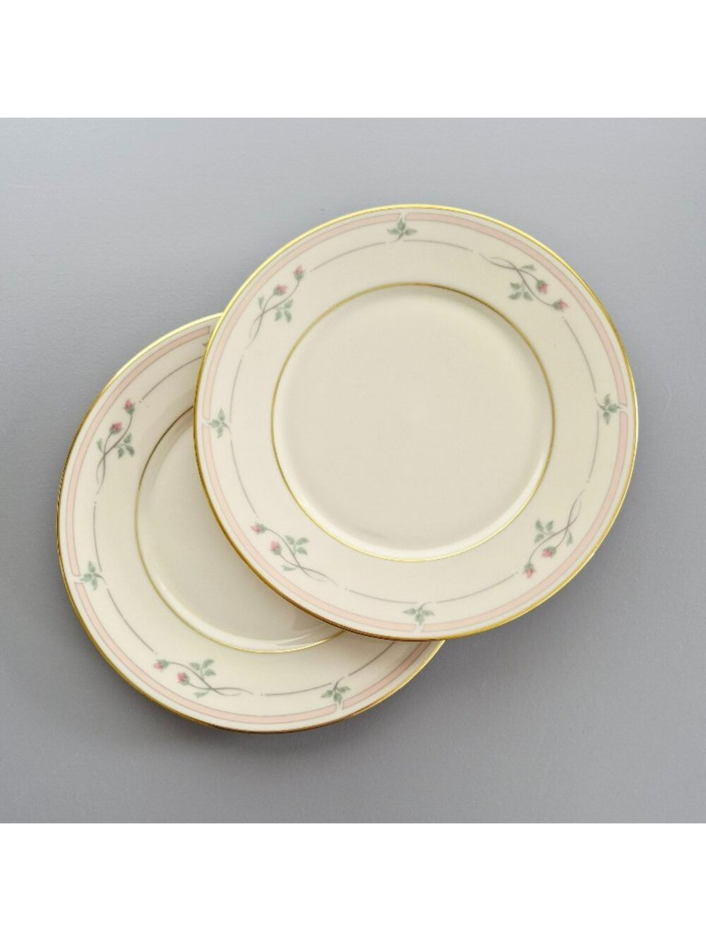 Vintage Lenox "Rose Manor Pink" Salad Plate Set of 2, Granny Chic, c1985-99 USA